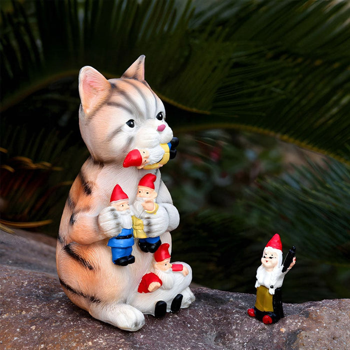 Vibe Geeks Mischievous Cat Garden Gnome Outdoor Statue