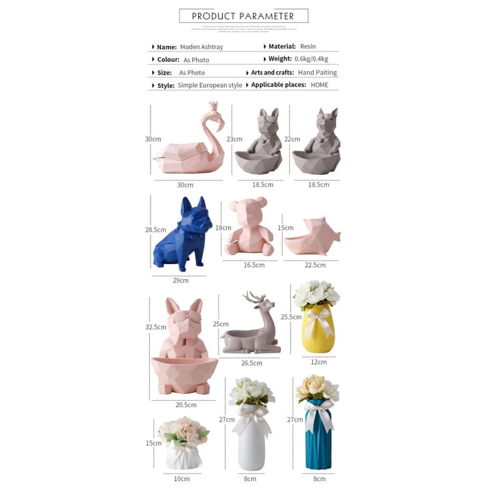 Modern Animals Figurine Vase Tissue Holder For Living Room