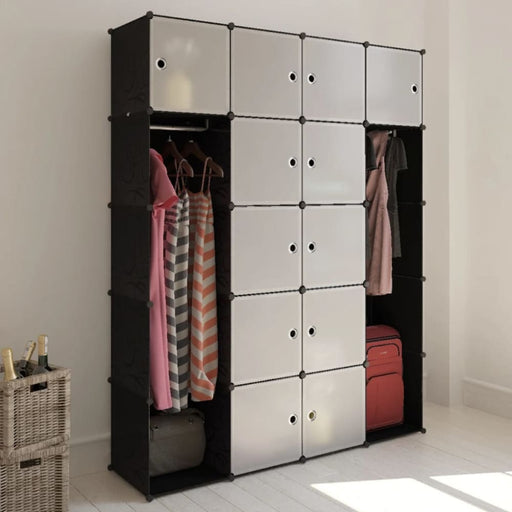 Modular Cabinet 14 Compartments Black And White 37x146x180.5