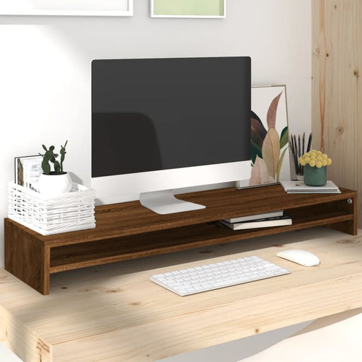 Monitor Stand Brown Oak 100x24x13 Cm Engineered Wood Nopxkt