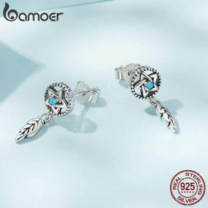 Mono-earring 925 Silver Clip Dreamcatcher Hollow Evil Eye