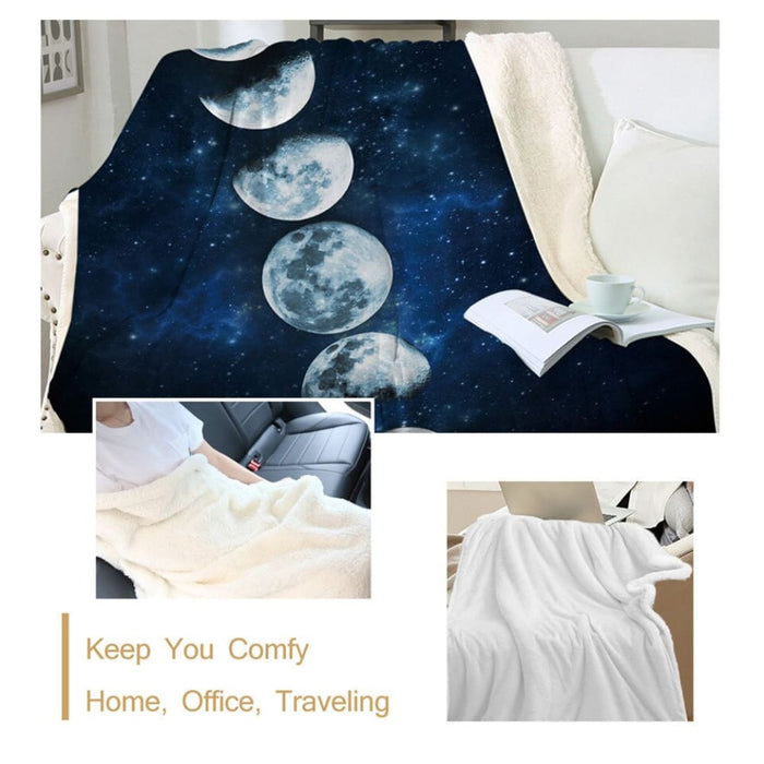 Moon Eclipse Changing Velvet Plush Throw Blanket Galaxy