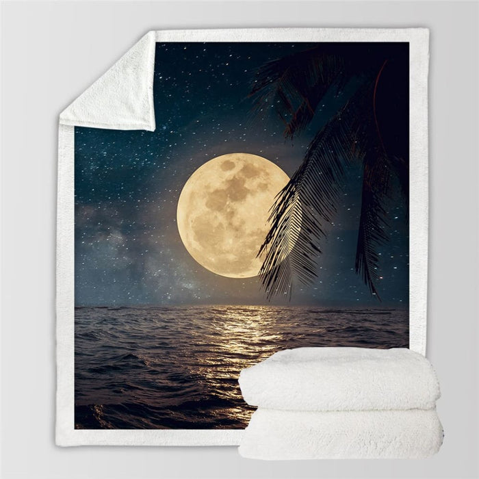 Moon Eclipse Changing Velvet Plush Throw Blanket Galaxy