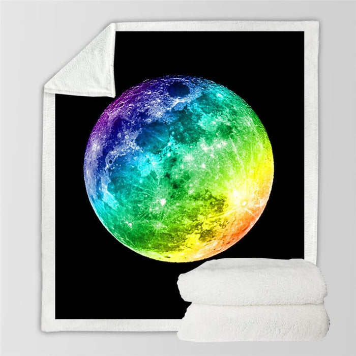 Moon Eclipse Changing Velvet Plush Throw Blanket Galaxy