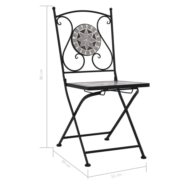 Mosaic Bistro Chairs 2 Pcs Grey Aliol