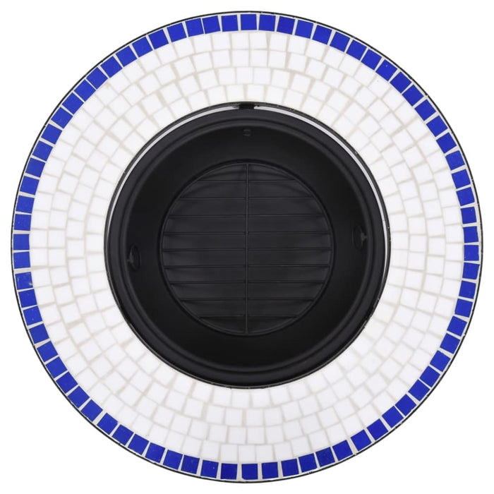 Mosaic Fire Pit Blue and White Ceramic Alixb