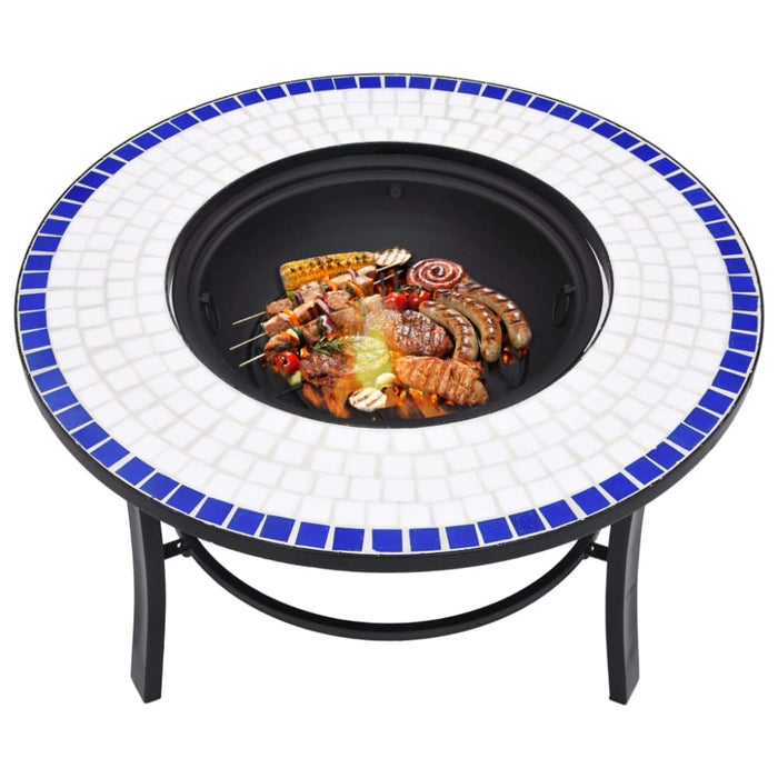 Mosaic Fire Pit Blue And White Ceramic Alixb