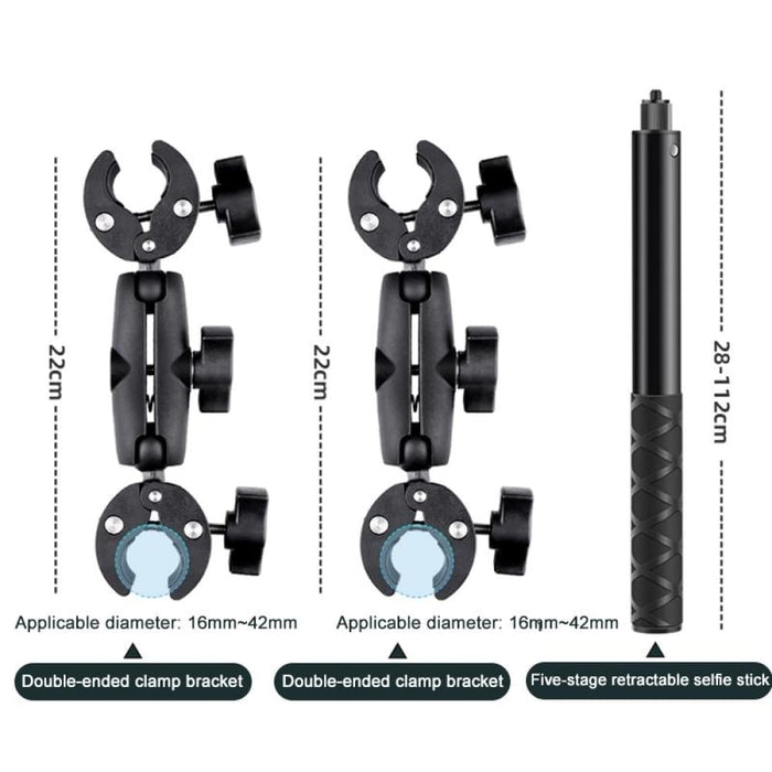 Motorcycle Handlebar Mount Selfie Stick With Fixed Clamps