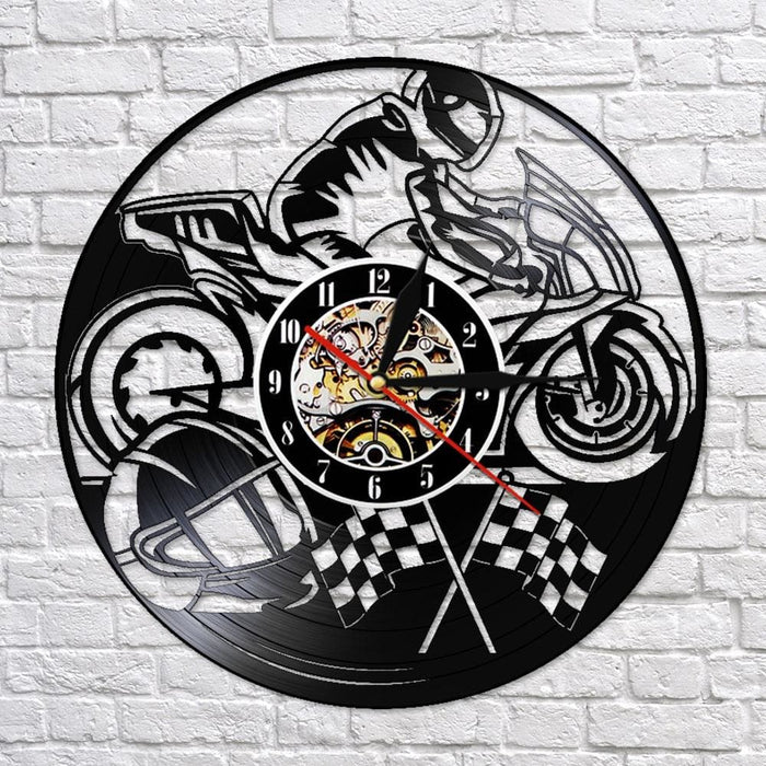 Motorcycle Vinyl Record Led Wall Clock Motorbike Decorative