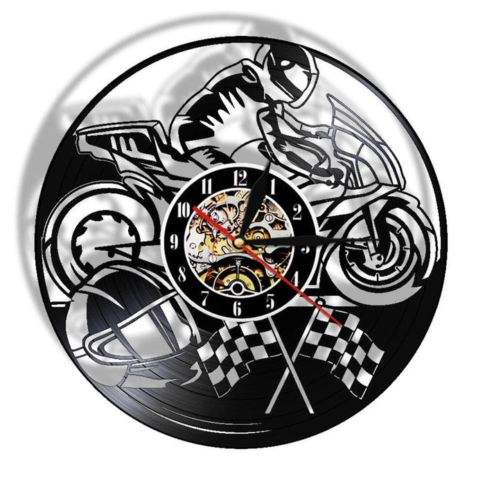 Motorcycle Vinyl Record Led Wall Clock Motorbike Decorative