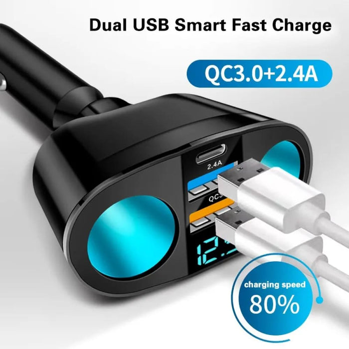 Multi Device Car Charger With Digital Display