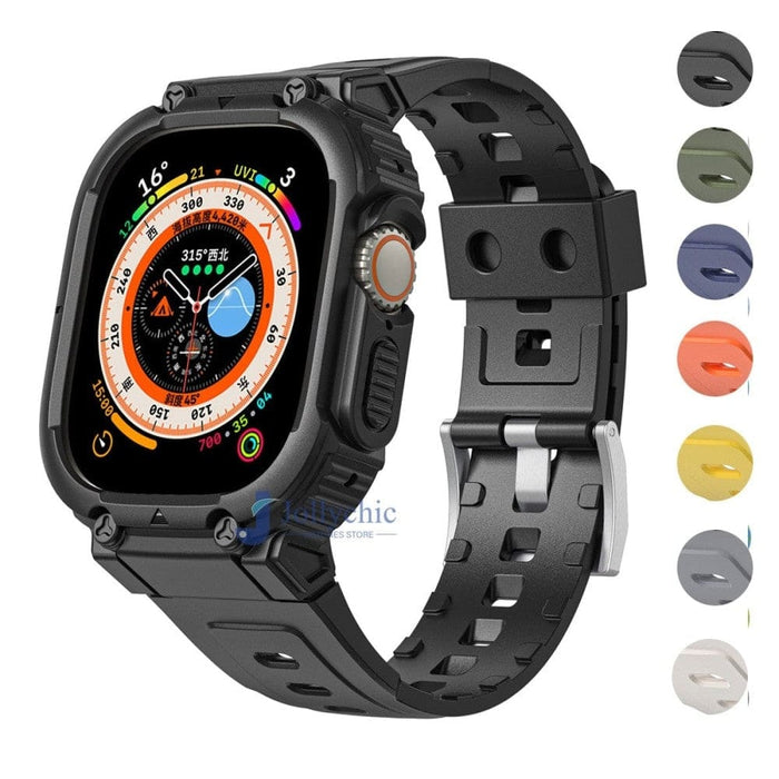 Multicolour Bumper Rugged Strap Case For Apple Watch