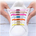 Multicolour Lock No Tie Elastic Sneakers Elderly Quick