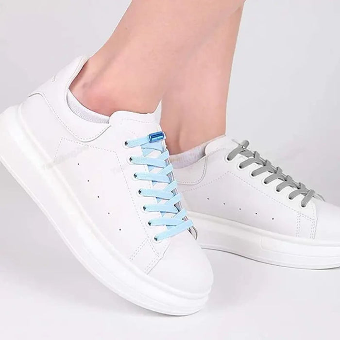 Multicolour Lock No Tie Elastic Sneakers Elderly Quick