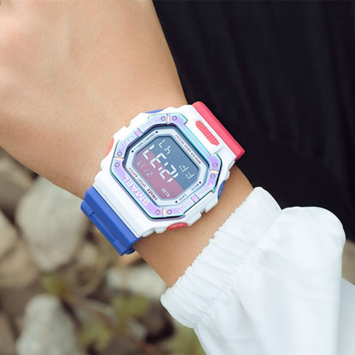 Multifunctional Digital Men Wristwatch With Rubber Strap