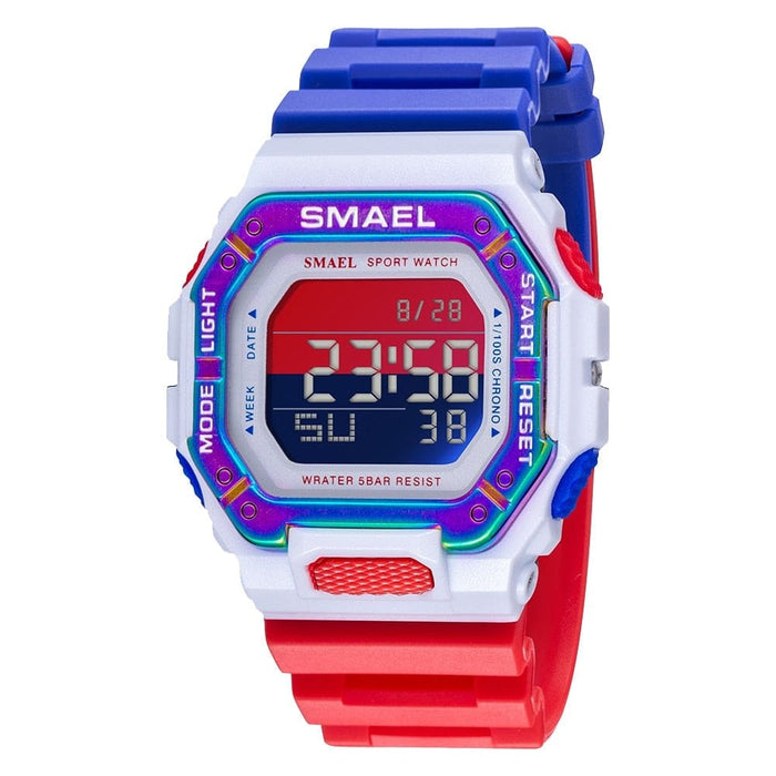 Multifunctional Digital Men Wristwatch With Rubber Strap