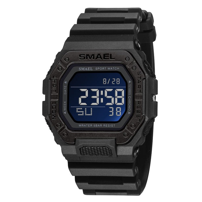 Multifunctional Digital Men Wristwatch With Rubber Strap