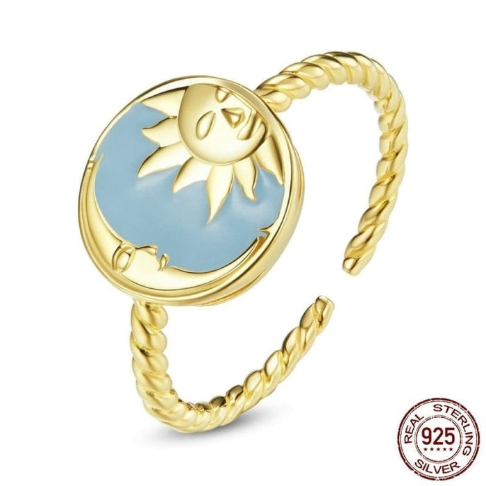 Myth Gold 925 Sterling Silver Open Ring Splendid Sun Moon