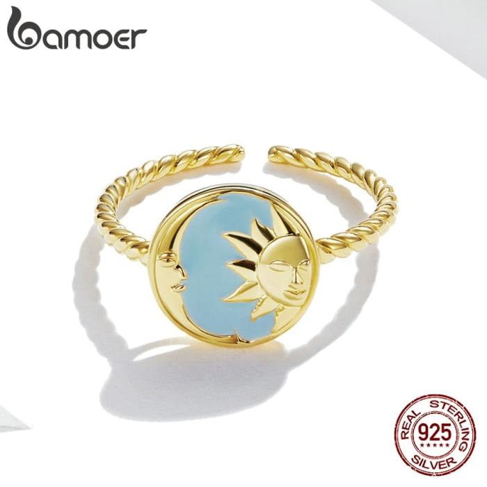 Myth Gold 925 Sterling Silver Open Ring Splendid Sun Moon