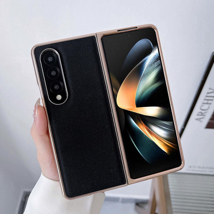 Nano Plating Leather Phone Case For Samsung Galaxy z Fold 4