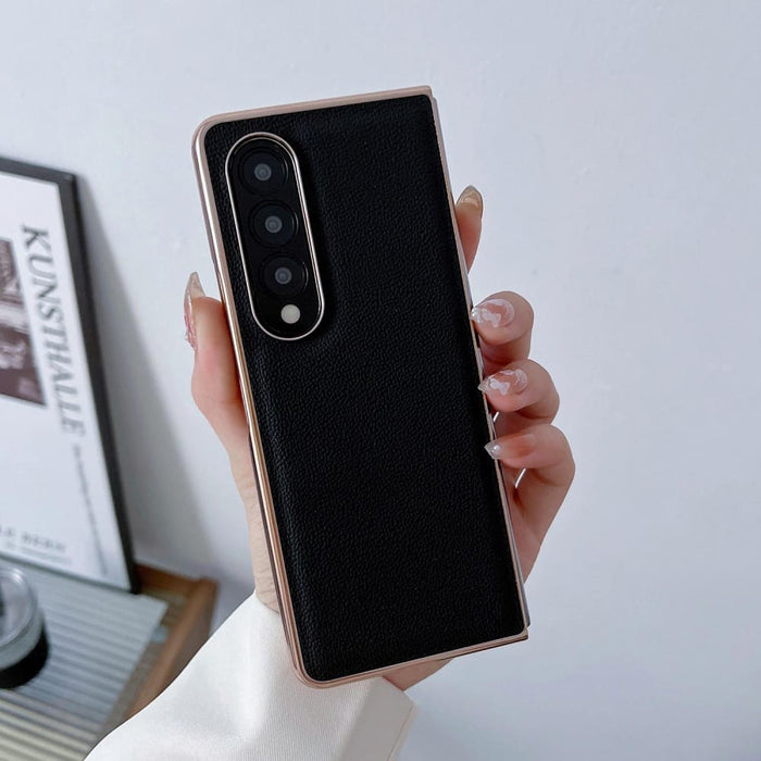 Nano Plating Leather Phone Case For Samsung Galaxy z Fold 4