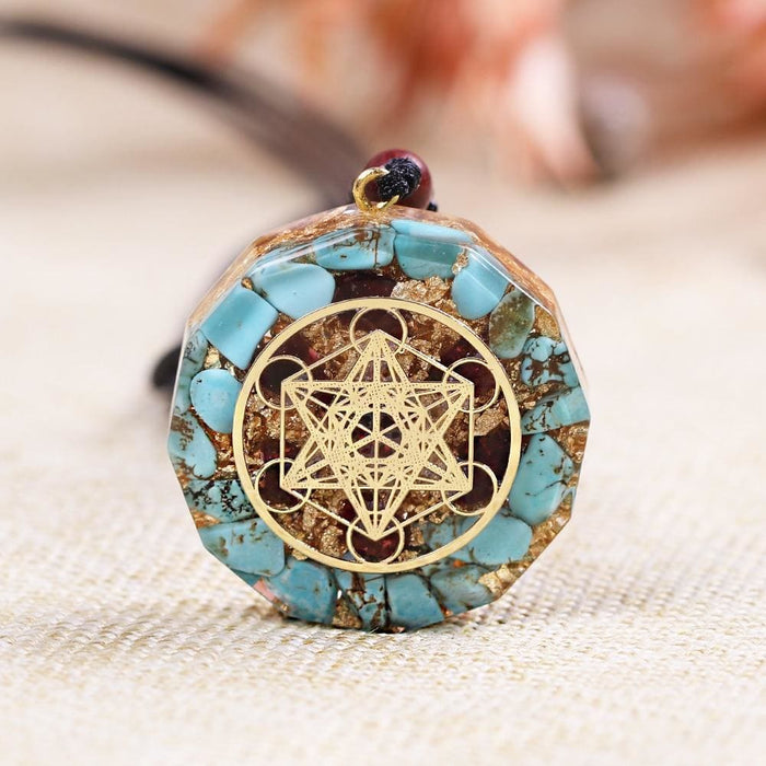 Natural Turquoises Orgonite Pendant Reiki Healing Energy