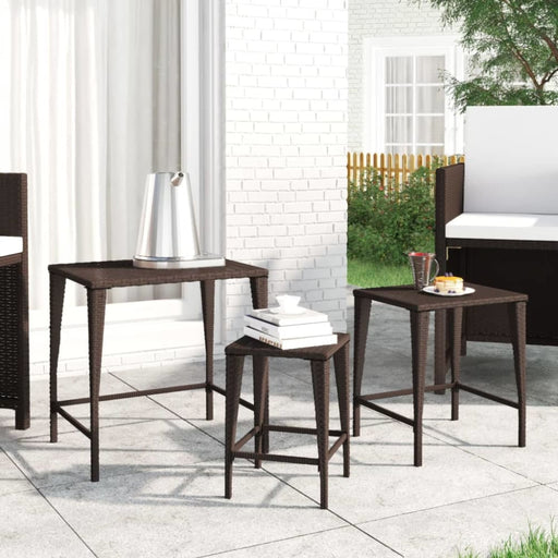 Nesting Tables 3 Pcs Brown Poly Rattan Toktnp