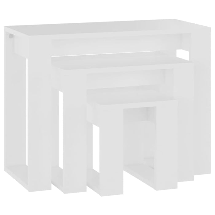 Nesting Tables 3 Pcs White Engineered Wood Nbnlbt