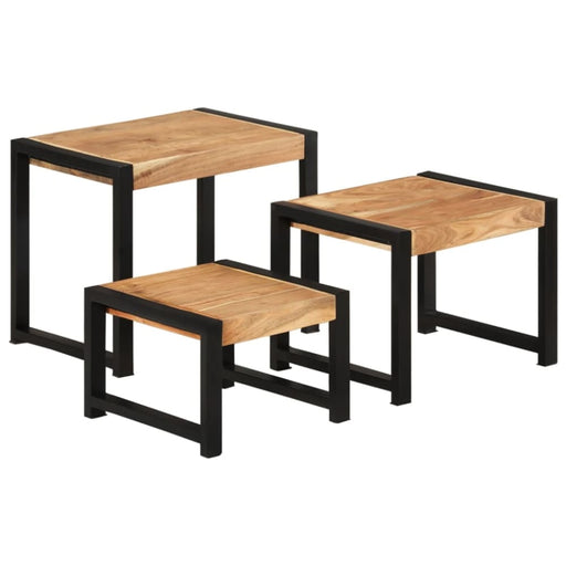 Nesting Tables 3 Pcs Solid Wood With Sheesham Finish Txoppx