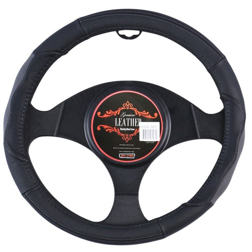 Nevada Steering Wheel Cover - Black Grey Leather