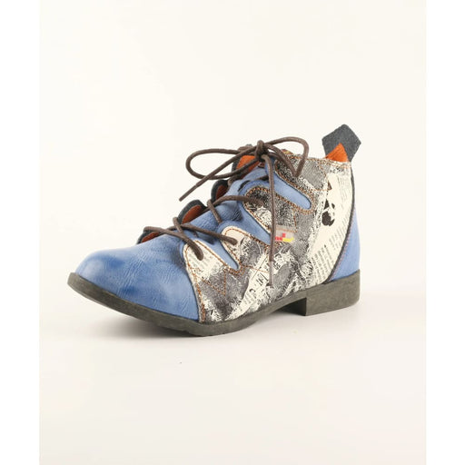 Newspaper-print Panelled Womens Commuter Fashion Boots