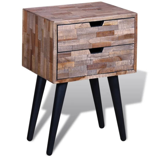 Nightstand with 2 Drawers Reclaimed Teak Wood Xaoioo