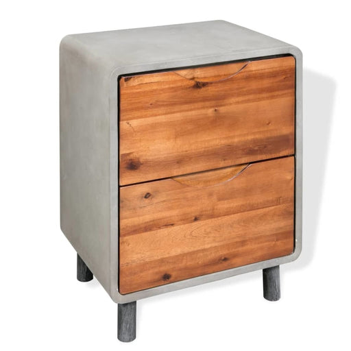 Nightstand Concrete Solid Acacia Wood 40x30x50 Cm Xaakka