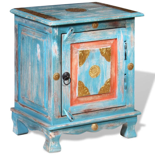 Nightstand Solid Mango Wood Blue Xatkib