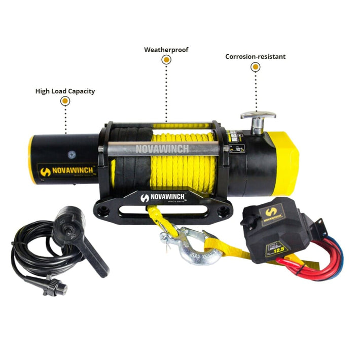 Novawinch Heavy Duty 12500lbs 12v Electric Winch Synthetic