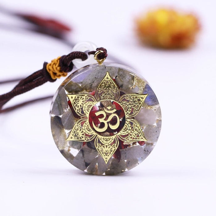 Orgone Pendant Energy Garnet Necklace Orgonite Labradorite