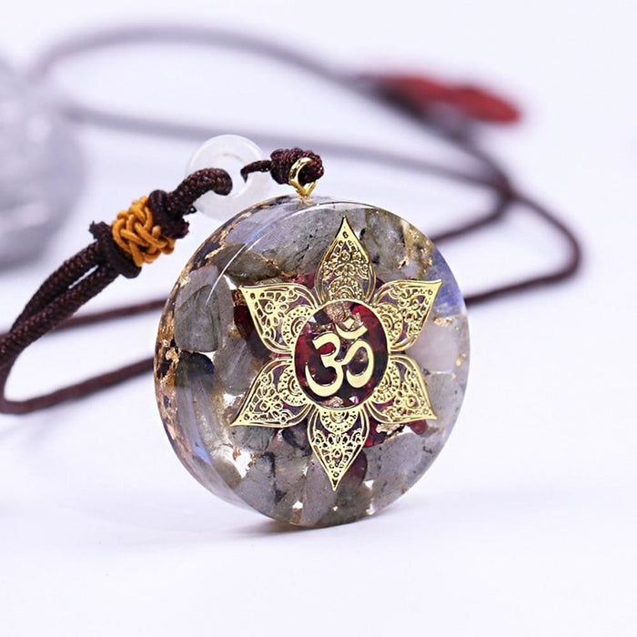 Orgone Pendant Energy Garnet Necklace Orgonite Labradorite