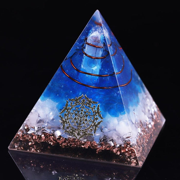 Orgone Pyramid Blue Quartz Energy Generator With Emf