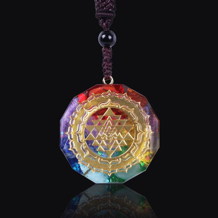 Orgonite Pendant Sri Yantra Necklace Sacred Geometry Chakra