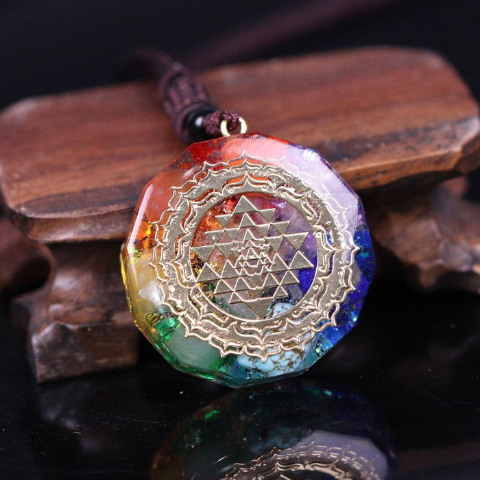 Orgonite Pendant Sri Yantra Necklace Sacred Geometry Chakra