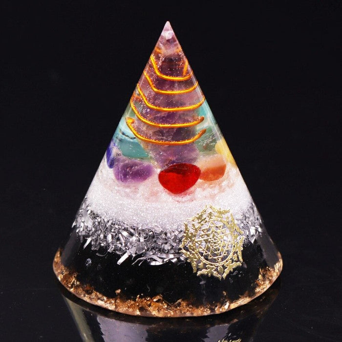 Orgonite Pyramid Amethystine Point In Gold Circle