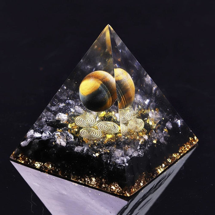 Orgonite Pyramid Chakras Tiger Eye Orgon Energy Crystals