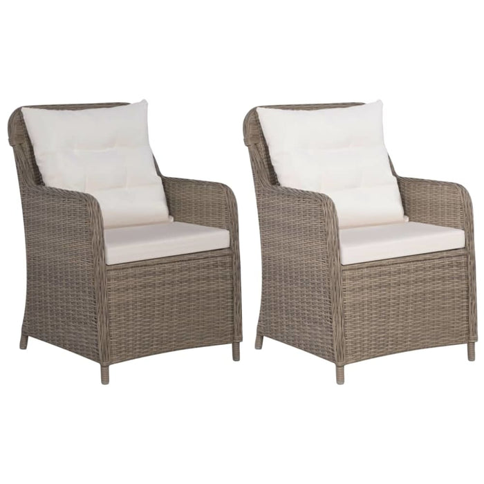 Outdoor Chairs With Cushions 2 Pcs Poly Rattan Brown Aaoan