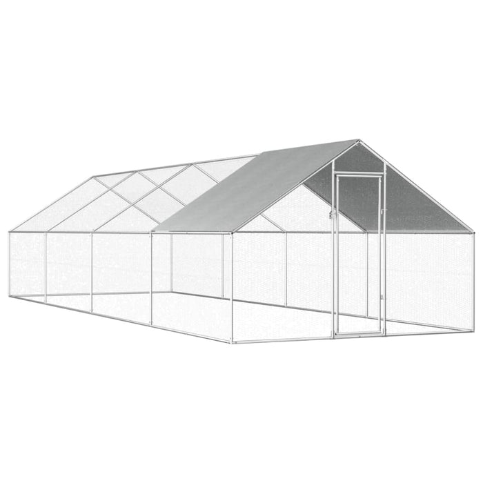 Outdoor Chicken Cage 2.75x8x1.92 m Galvanised Steel Oibiko