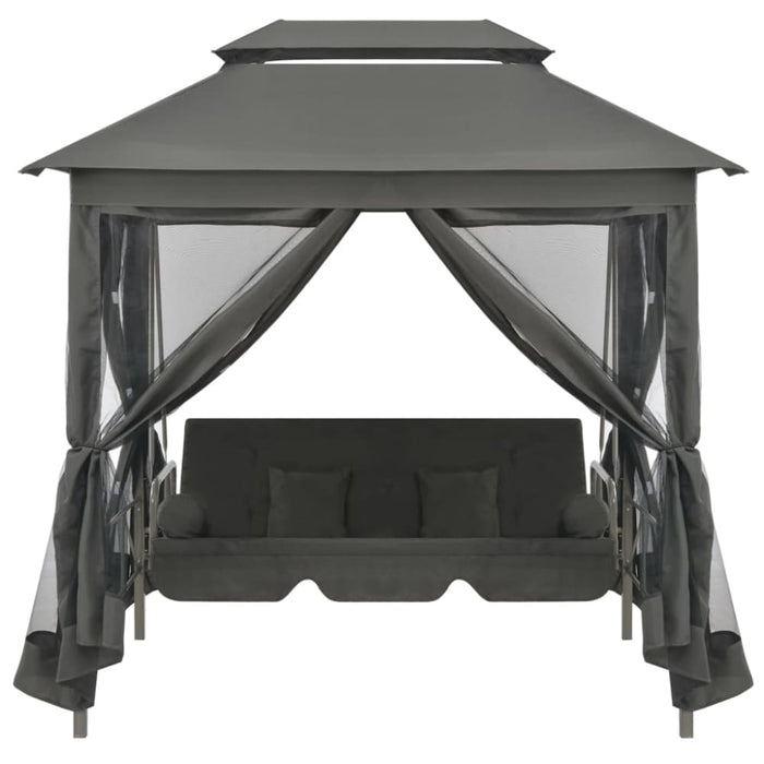 Outdoor Convertible Swing Bench With Canopy Anthracite