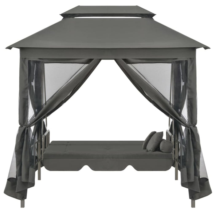 Outdoor Convertible Swing Bench With Canopy Anthracite