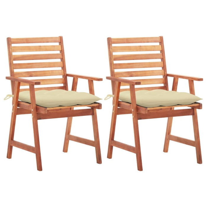 Outdoor Dining Chairs 2 Pcs With Cushions Solid Acacia Wood