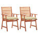 Outdoor Dining Chairs 2 Pcs With Cushions Solid Acacia Wood