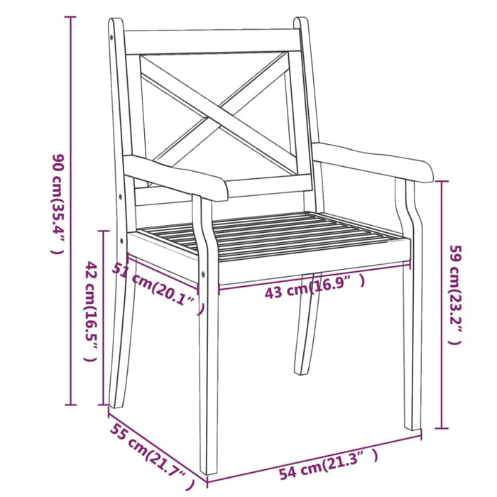 Outdoor Dining Chairs 2 Pcs Solid Wood Acacia Tobtbp