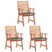 Outdoor Dining Chairs 3 Pcs With Cushions Solid Acacia Wood